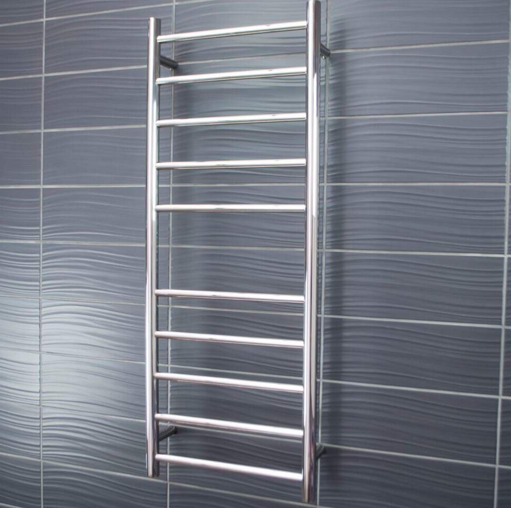 Radiant Heating Round Bars 240V Heated Towel Rail Polished 430 x 1100