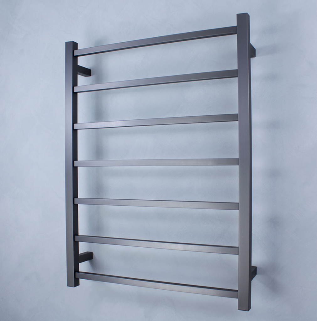Radiant Heating Square Bars 240V Heated Towel Rails Gunmetal Grey 600 x 800
