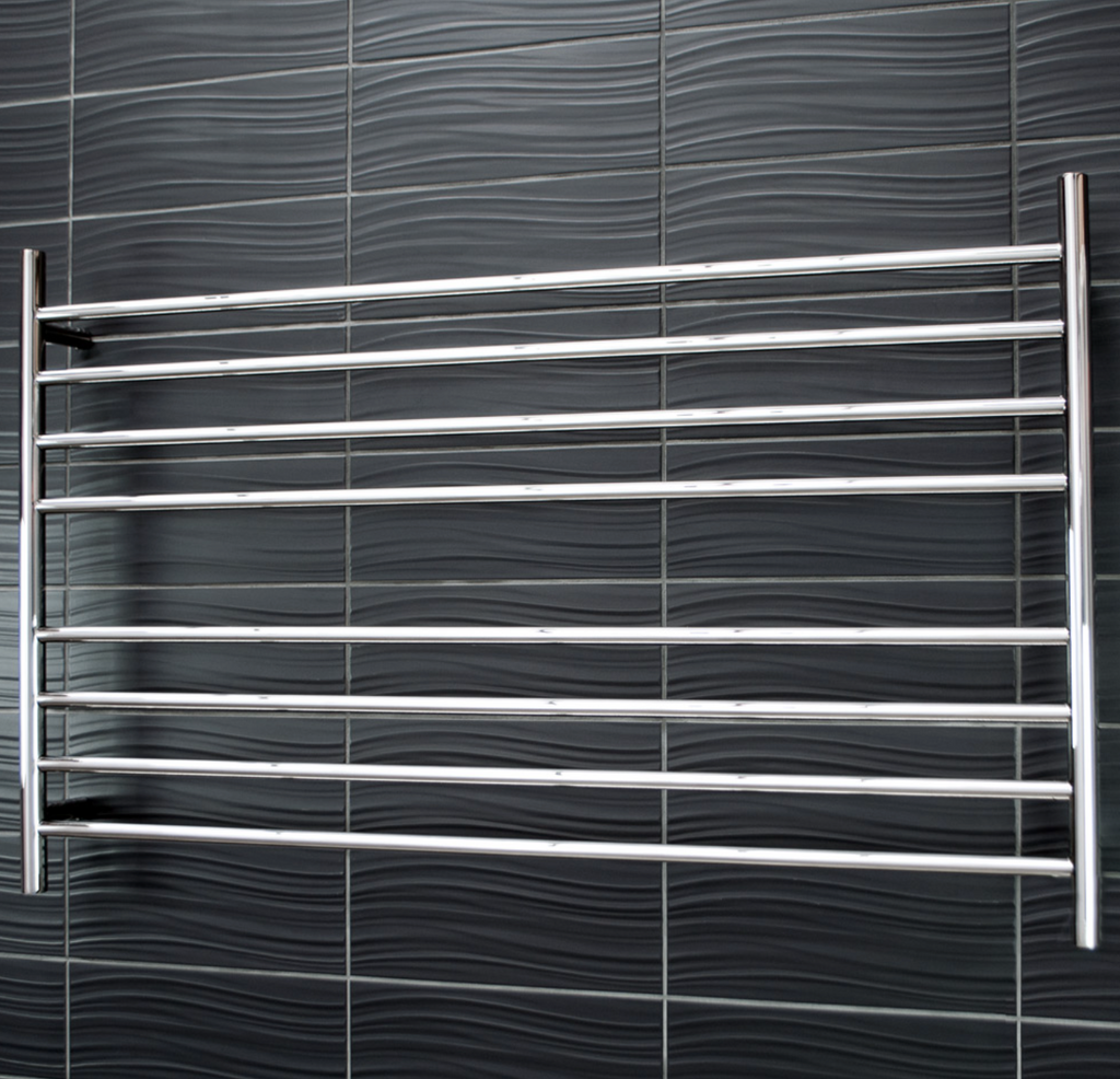 Radiant Heating Round Bars 240V Heated Towel Rails Polished 1300 x 750