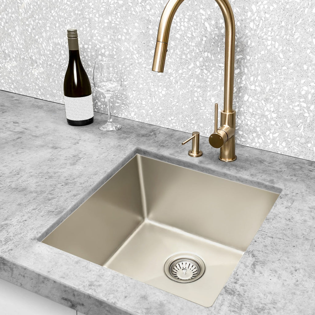 Meir Kitchen Single Bowl 450 x 450 - Brushed Nickel