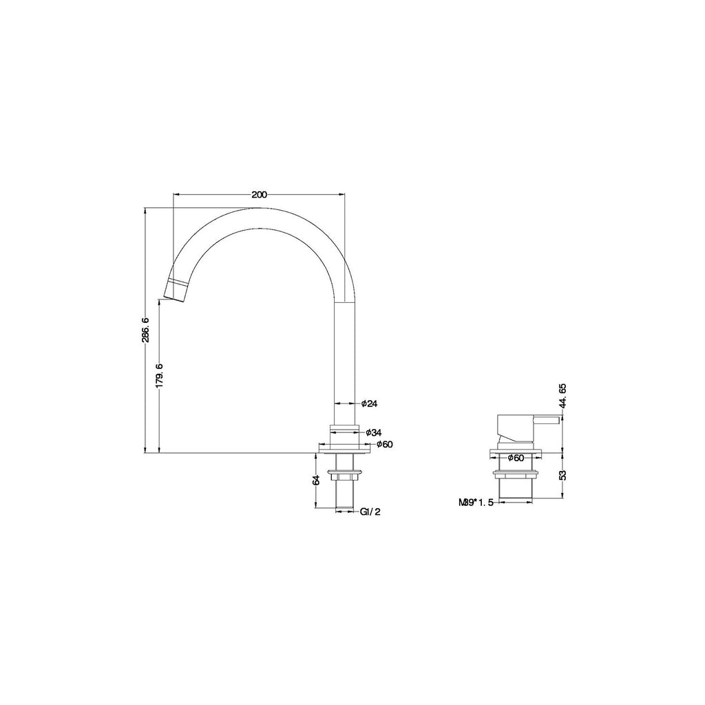 Nero Mecca Hob Basin Mixer with Round Swivel Spout - Brushed Bronze
