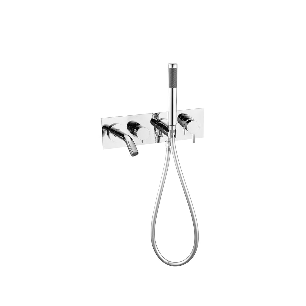 Nero Mecca Wall Mounted Bath Mixer with Handshower - Chrome - Wellsons