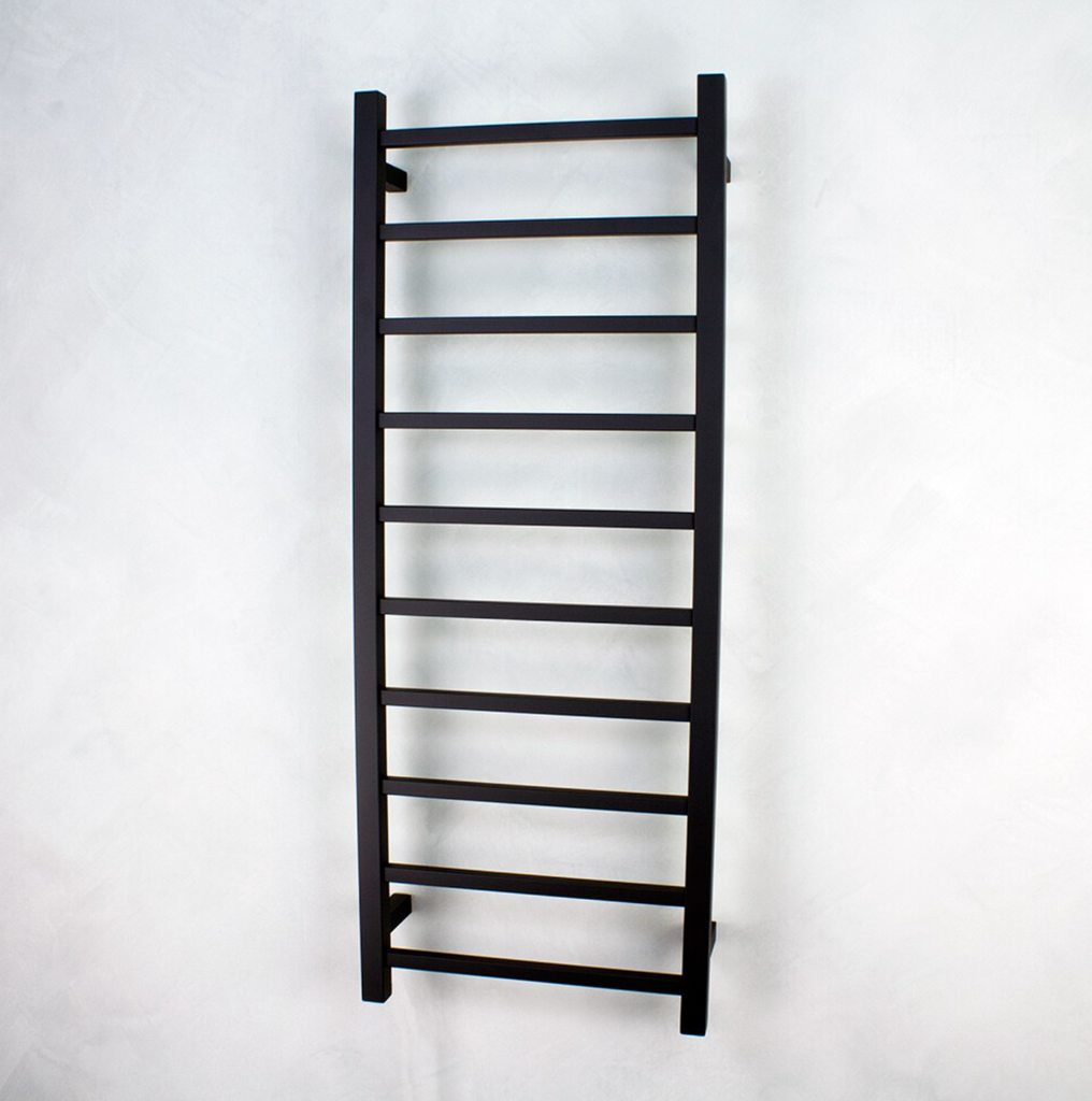 Radiant Heating Square Bars 240V Heated Towel Rails Matte Black 430 x 1100