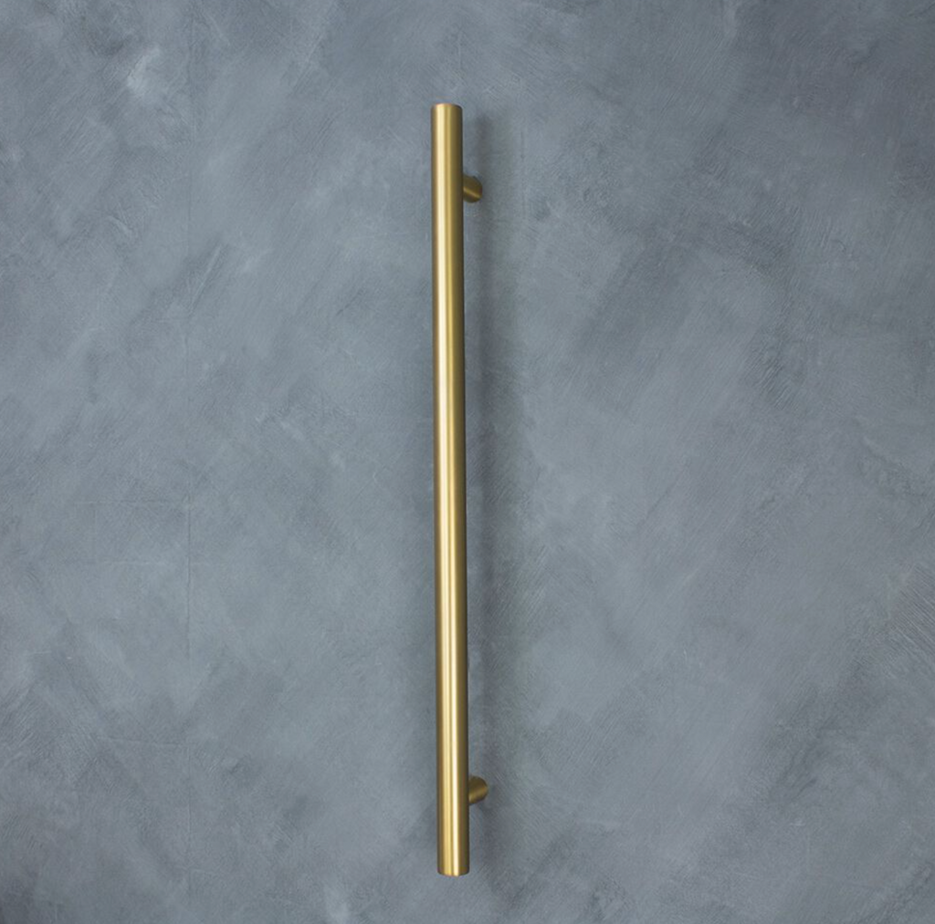 Radiant Heating Vertical Round Bars 12V Heated Towel Rails Brushed Gold 40 x 950