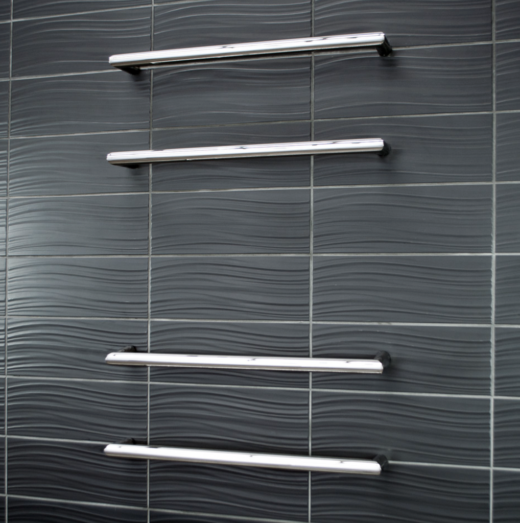 Radiant Heating Single Round Bar 12V Heated Towel Rail Polished 500
