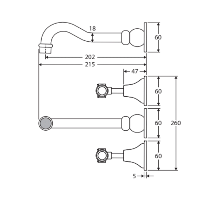 Fienza Lillian Lever Basin Bath Wall Set - Matte Black with Ceramic White Handles