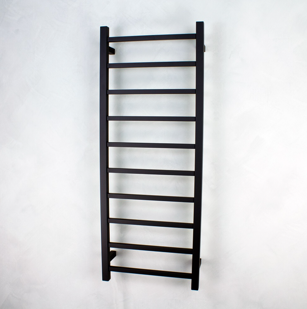 Radiant Heating Square Bars 240V Heated Towel Rails Matte Black 430 x 1100