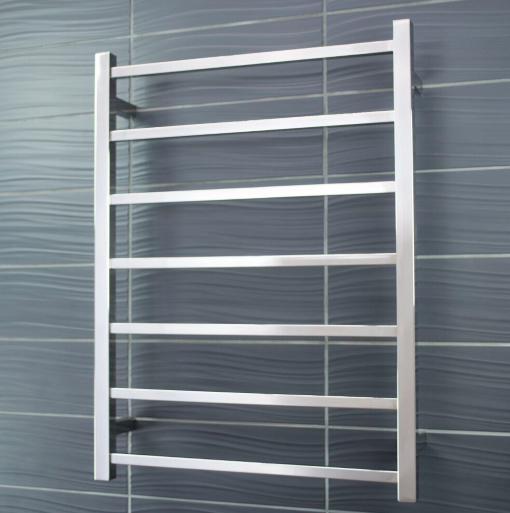 Radiant Heating Square Bars 240V Heated Towel Rail Polished 600 x 800