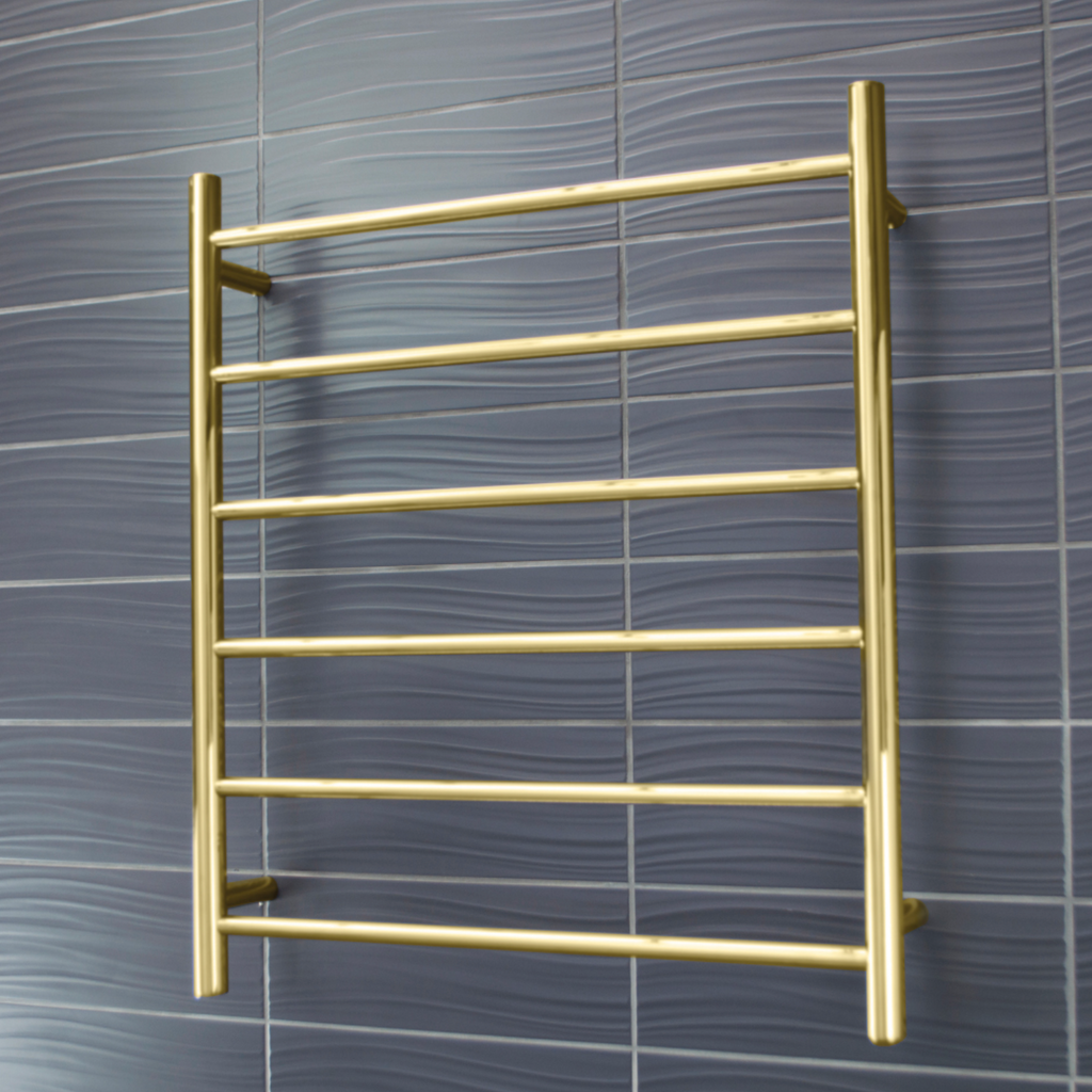 Radiant Heating Round Bars Non Heated Towel Rails Brushed Gold 700 x 830
