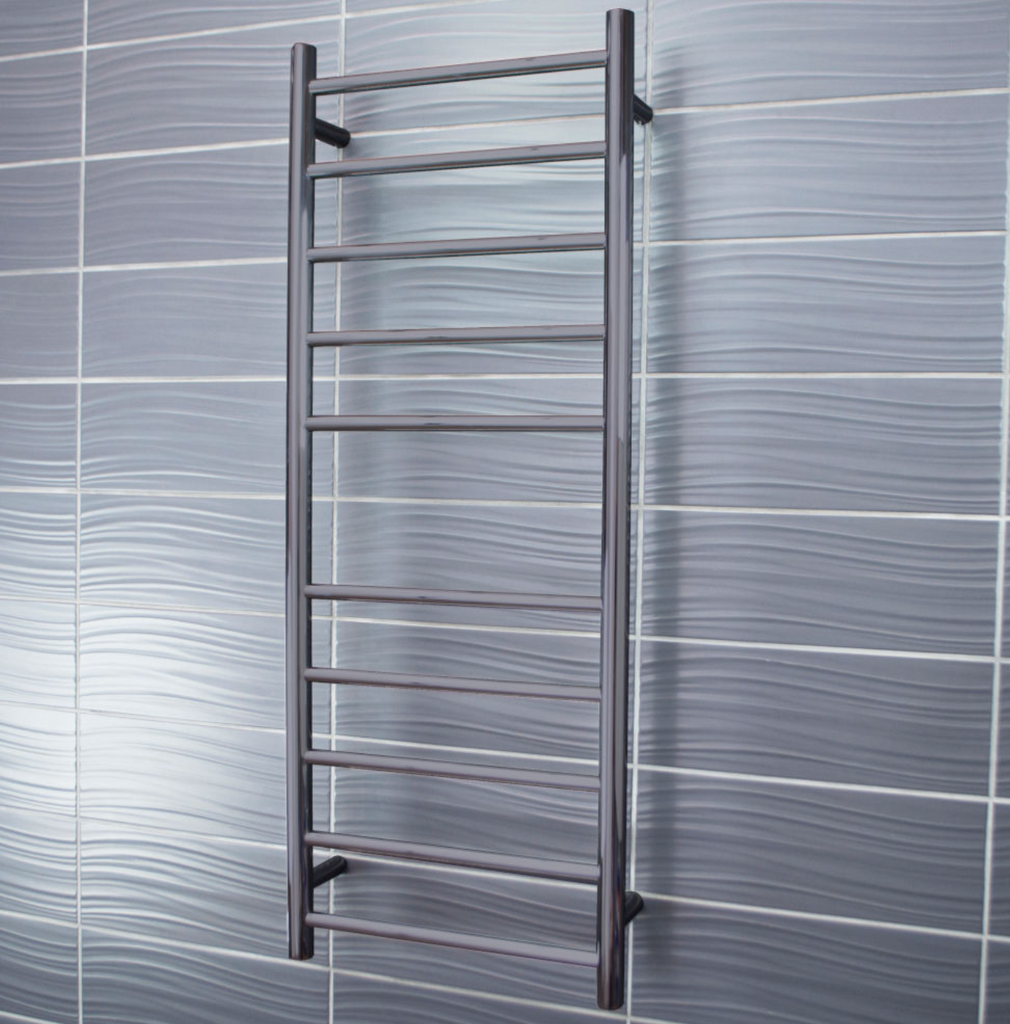 Radiant Heating Round Bars 240V Heated Towel Rails Gunmetal Grey 430 x 1100
