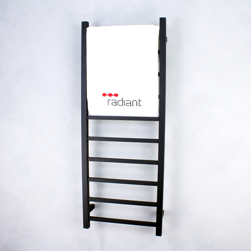 Radiant Heating Square Bars 240V Heated Towel Rails Matte Black 430 x 1100