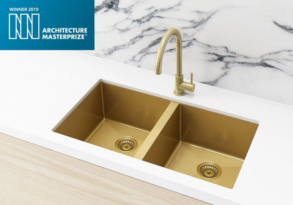 Meir Kitchen Sink Double Bowl 760 x 440 - Brushed Gold