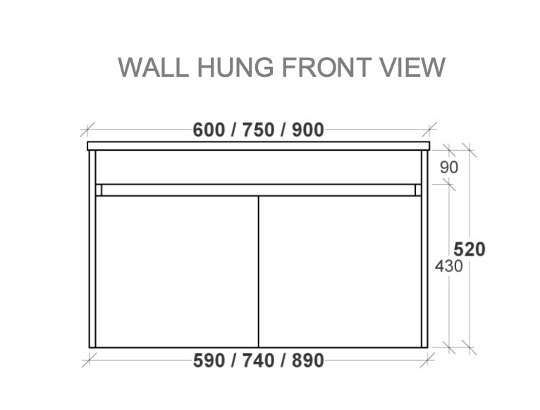 Rifco Ivy Wall Hung Vanity with Acrylic Top