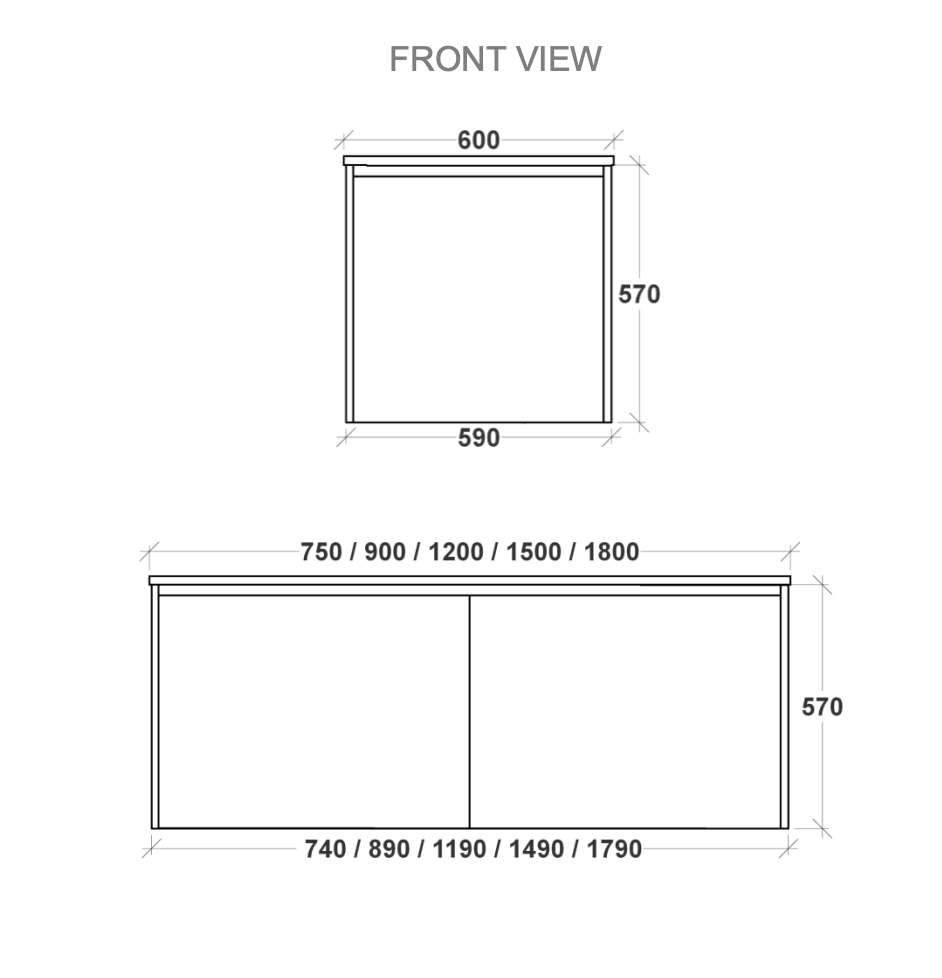 Rifco Designer X Wall Hung Vanity with Caesarstone Top & Basin