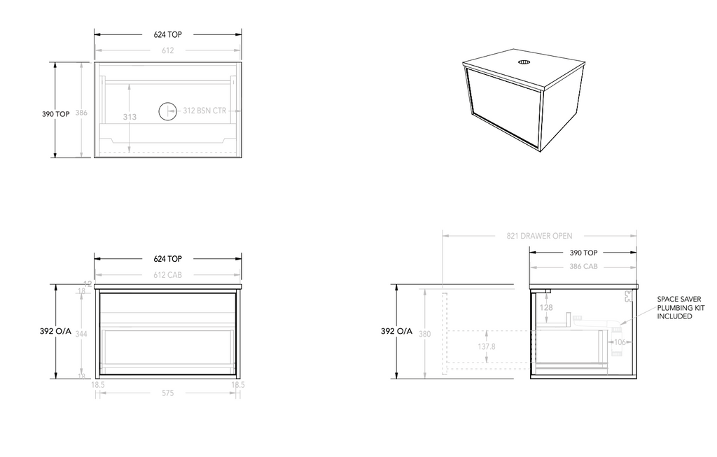ADP Clifton Ensuite Wall Hung Vanity