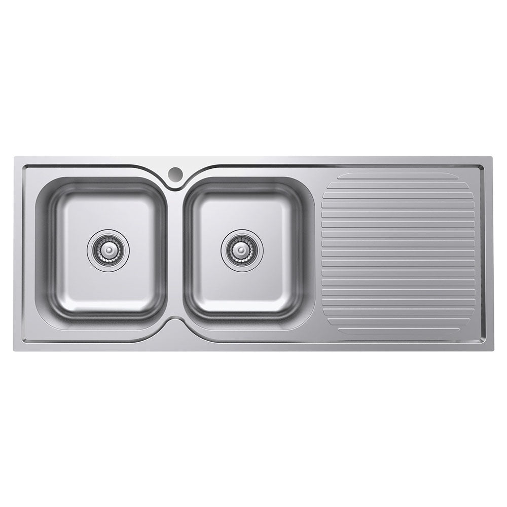 Fienza Tiva 1180 Double Kitchen Sink with Drainer