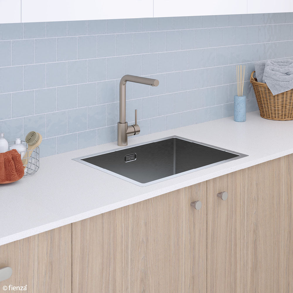 Fienza Hana 50L Laundry Sink with Overflow Stainless Steel