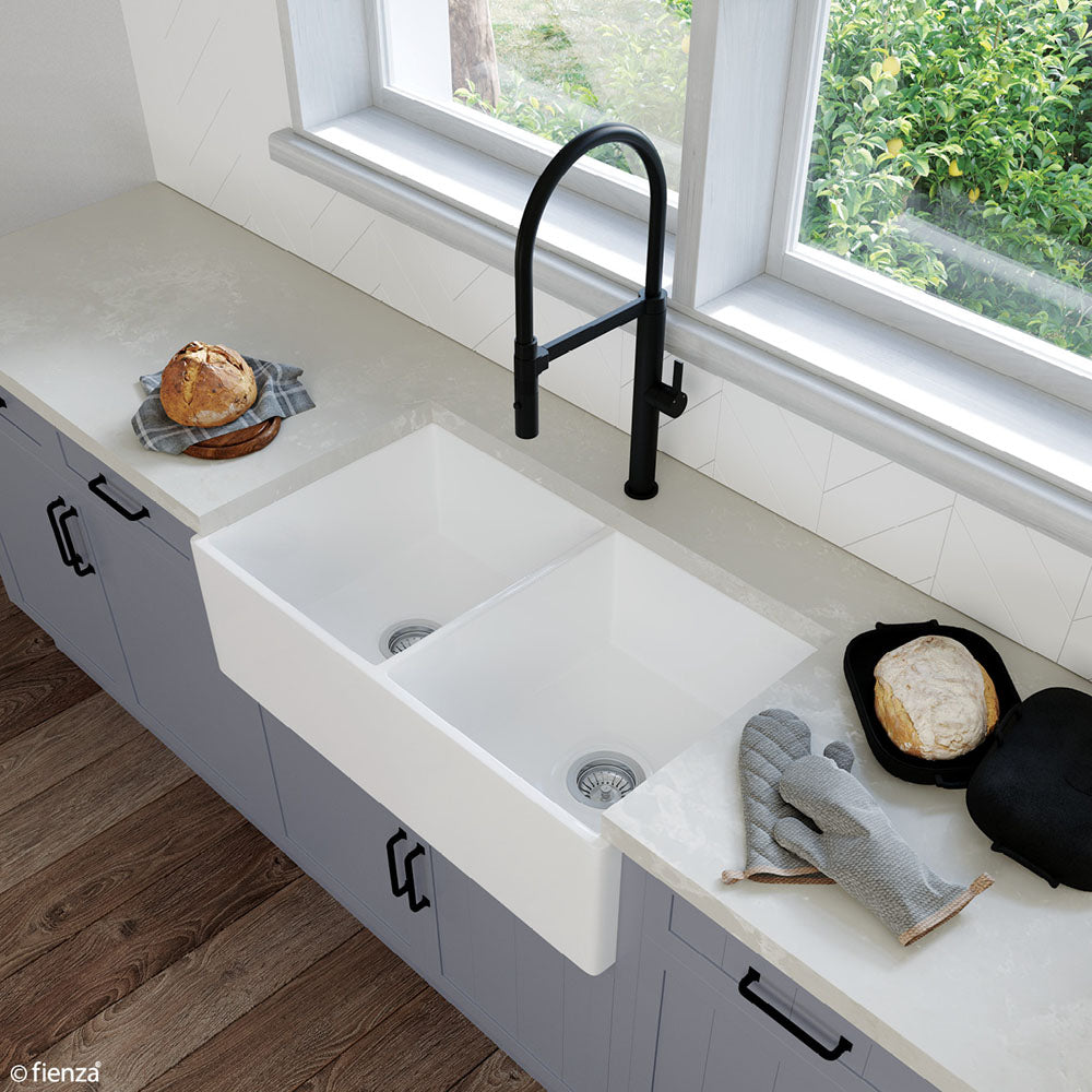 Fienza Charlton Double Butler Sink Gloss White