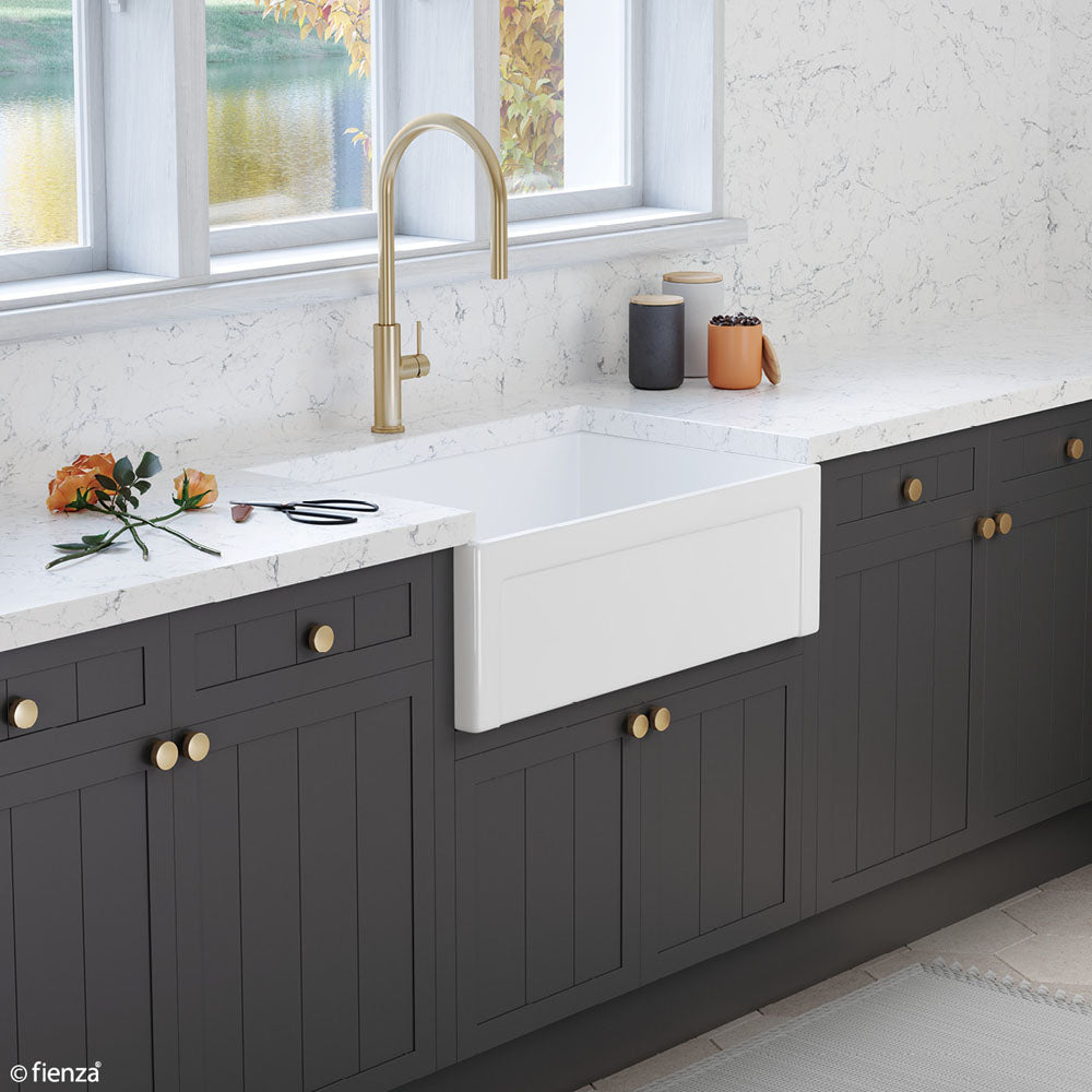 Fienza Winston Single Butler Sink Medium Gloss White