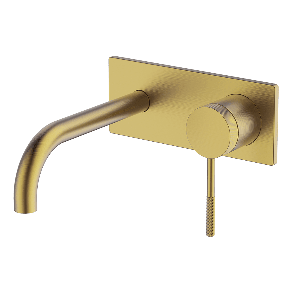 Gareth Ashton Poco Knurled Wall Basin/ Bath Set - Brushed Brass