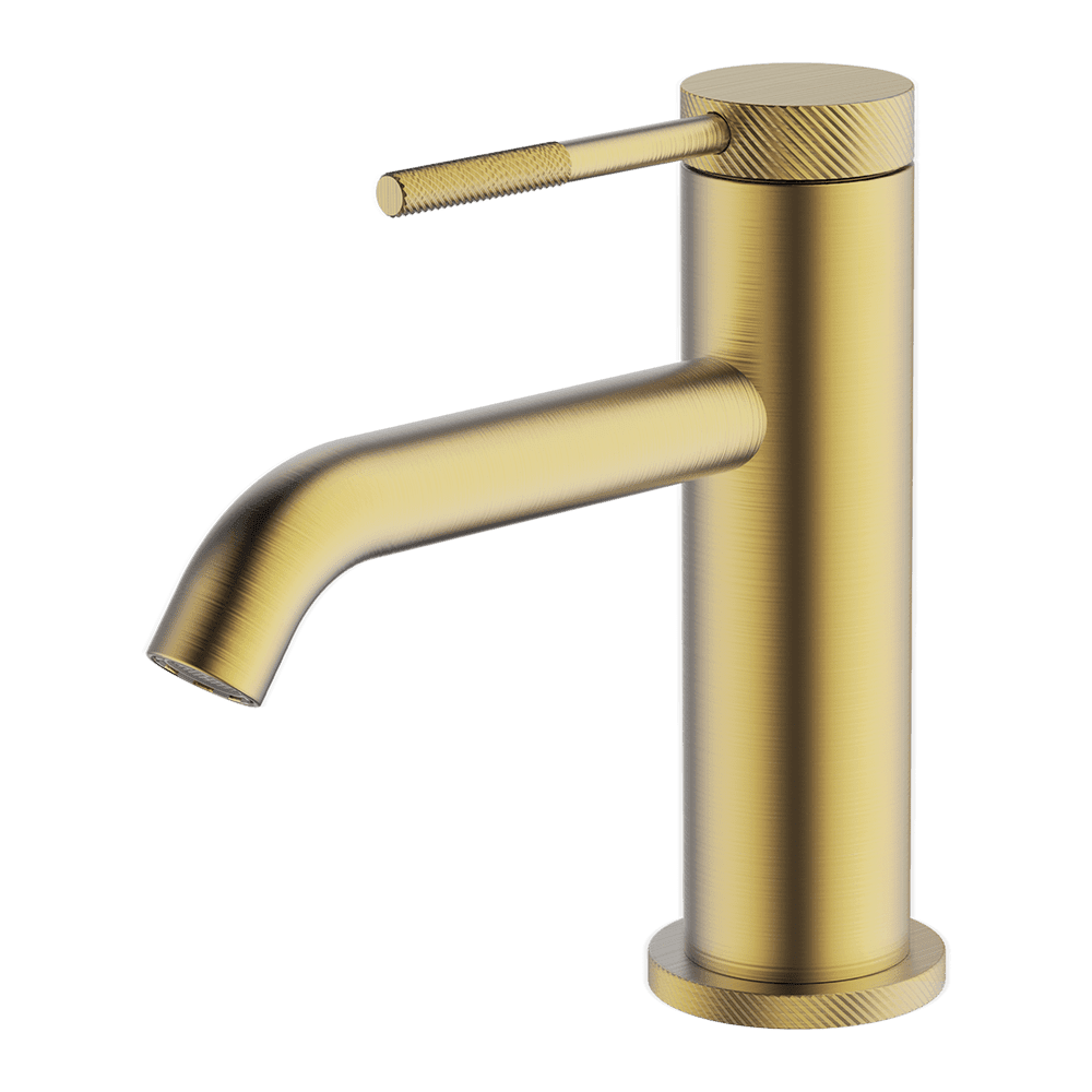 Gareth Ashton Poco Knurled Basin Mixer - Brushed Brass