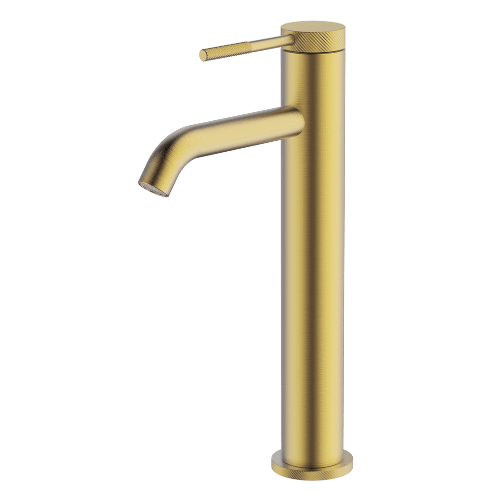 Gareth Ashton Poco Knurled High Basin Mixer - Brushed Brass