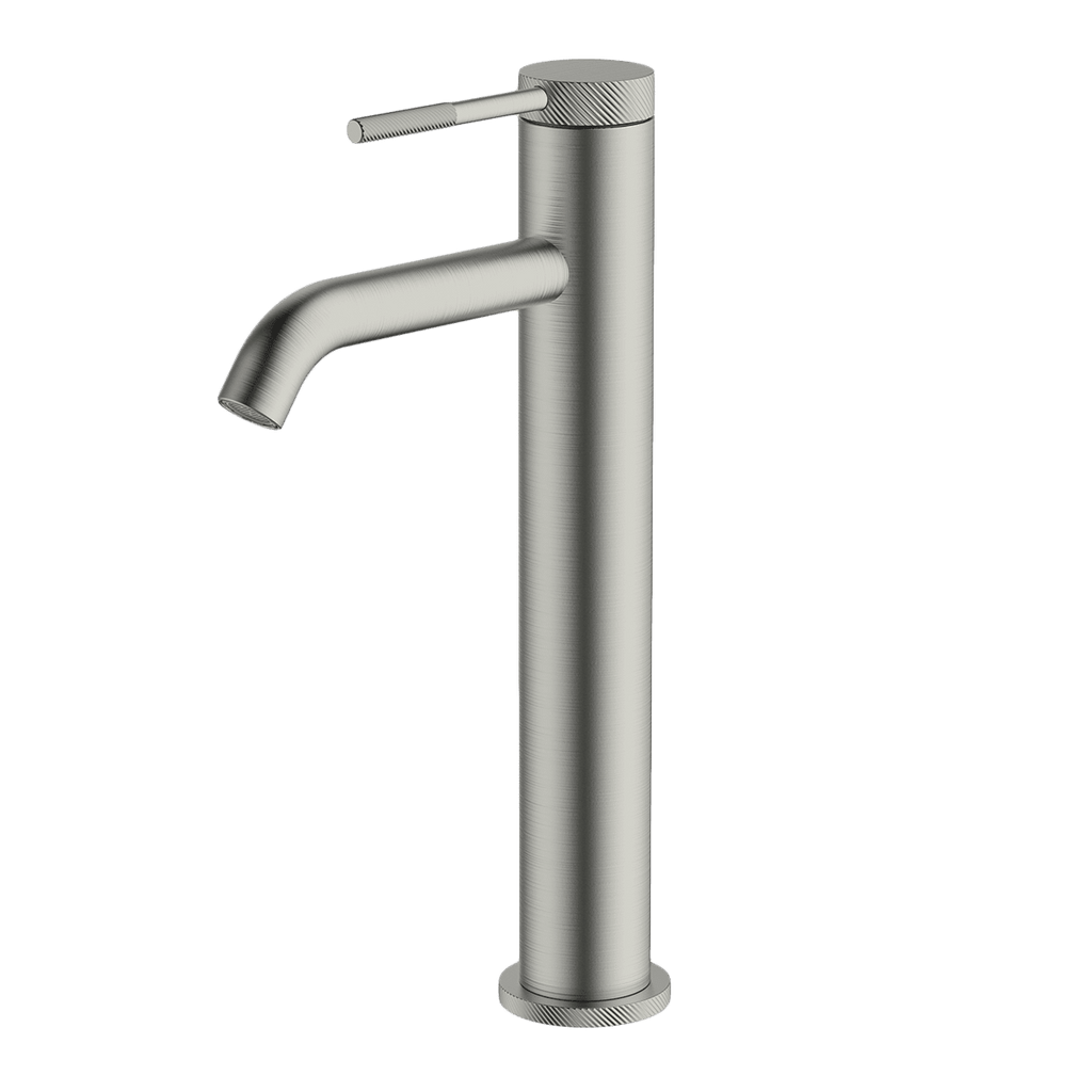 Gareth Ashton Poco Knurled High Basin Mixer - Brushed Nickel