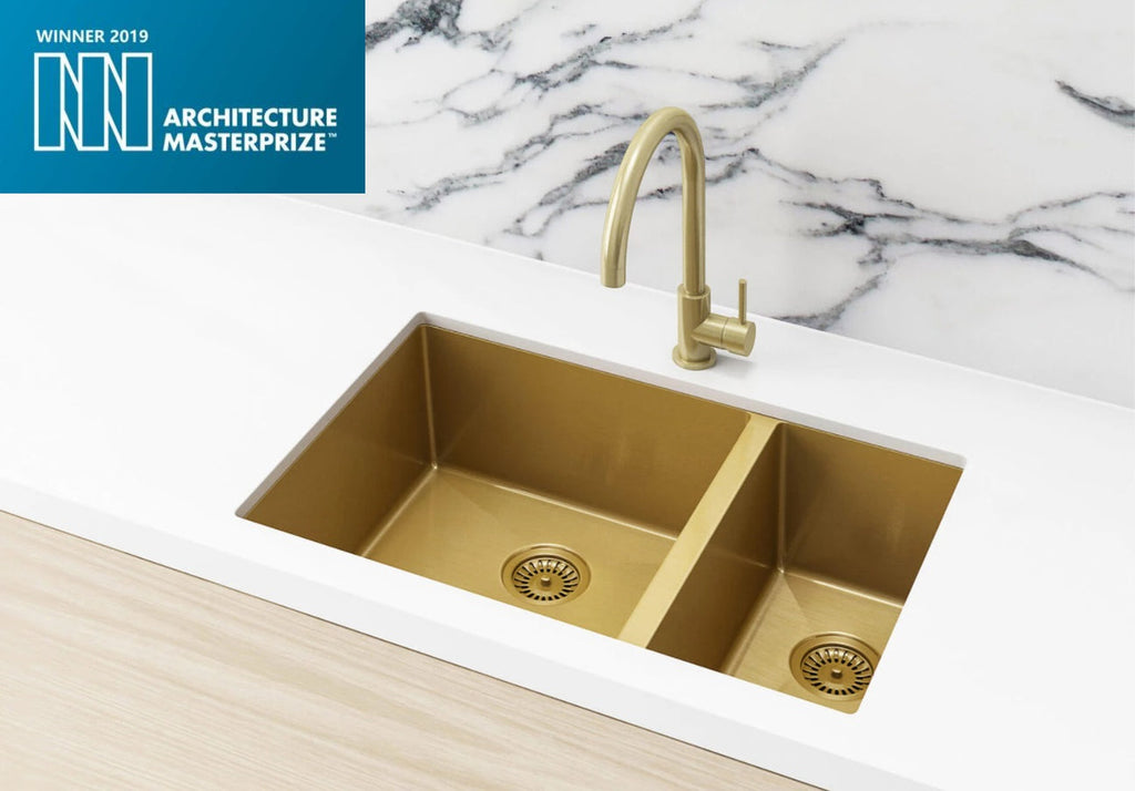 Meir Kitchen Sink 1 & 1/2 Bowl 670 x 440 - Brushed Gold