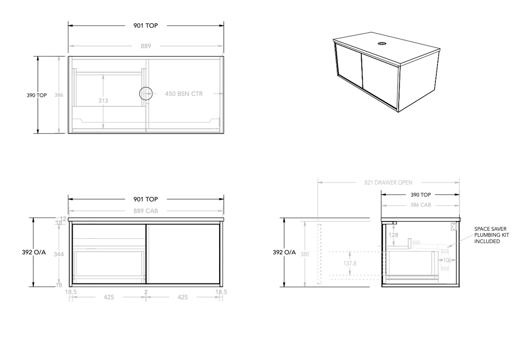 ADP Clifton Ensuite Wall Hung Vanity