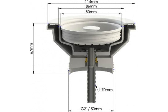Turner Hastings 90x50 Matte White Basket Waste & Long Bolt