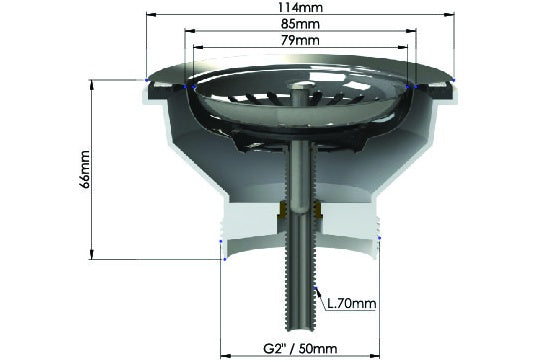 Turner Hastings 90x50 Antique Brass Basket Waste & Long Bolt