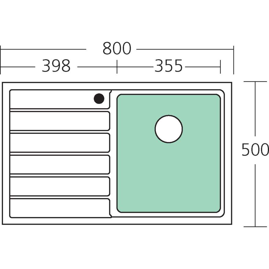 Oliveri Apollo Single Bowl Sink with Drainer