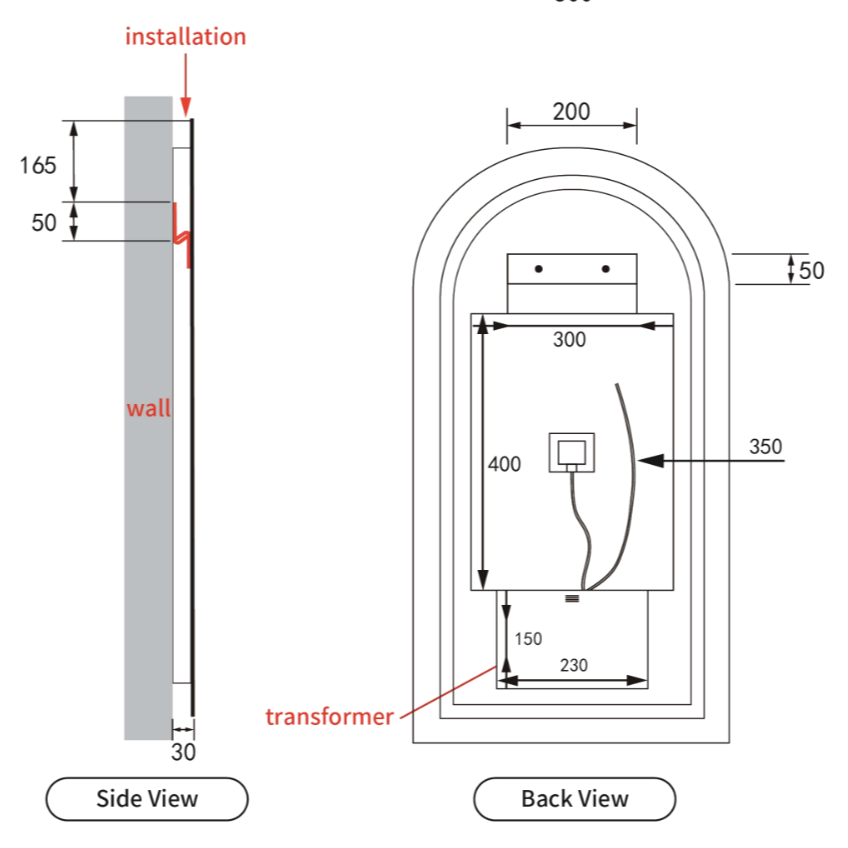 Aulic Canterbury LED Mirror Touch-Free Sensor