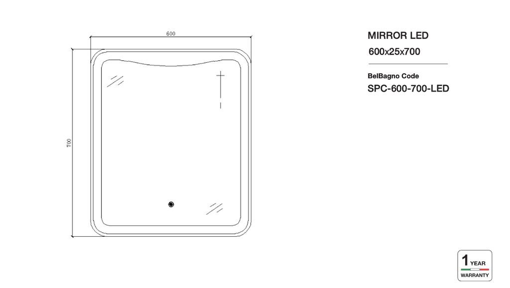 Belbagno Bath Mirror LED 600mm