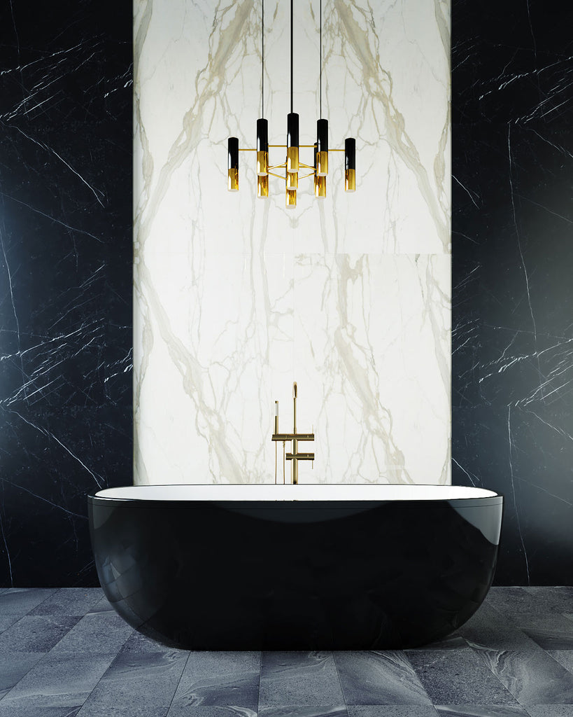 Belbagno Sapphire Bathtub 1650mm - Gloss Black / Gloss White - Wellsons