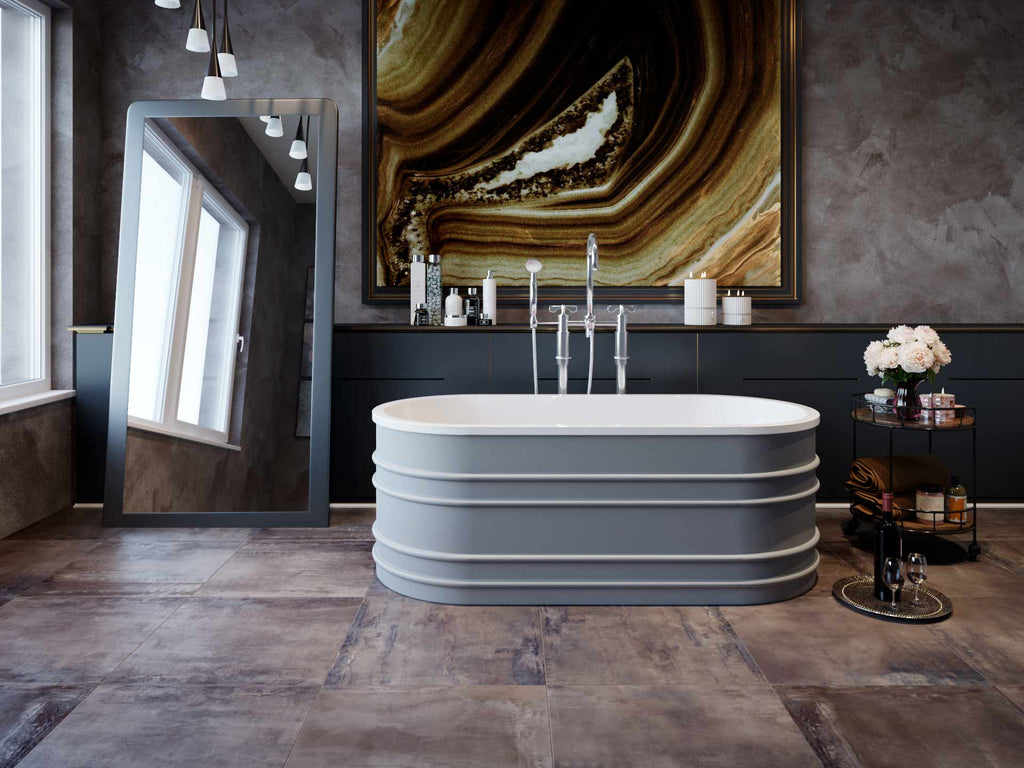Belbagno Bucciano Resin Stone Bathtub 1675mm - Stone Grey - Wellsons
