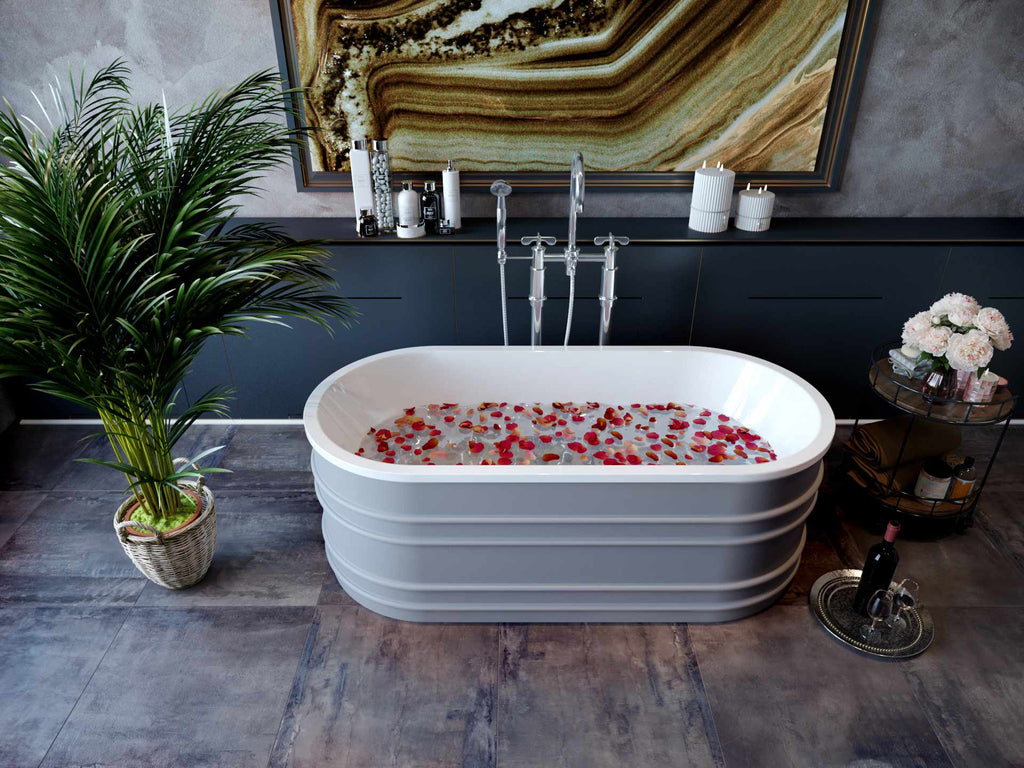 Belbagno Bucciano Resin Stone Bathtub 1675mm - Stone Grey - Wellsons