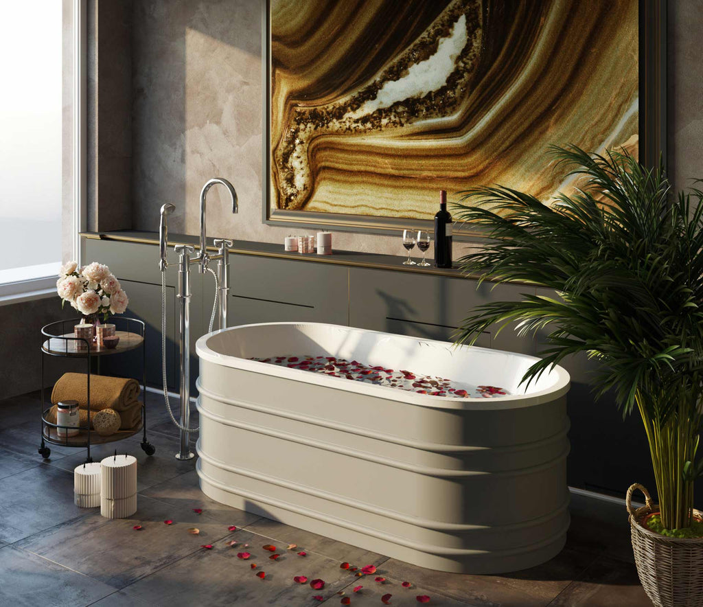 Belbagno Bucciano Resin Stone Bathtub 1675mm - Stone Grey - Wellsons