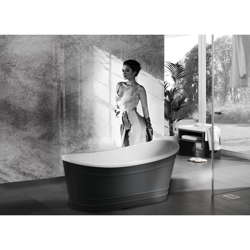 Belbagno Ritz Resin Stone Bath Tub 1675mm - Matte Grey - Wellsons