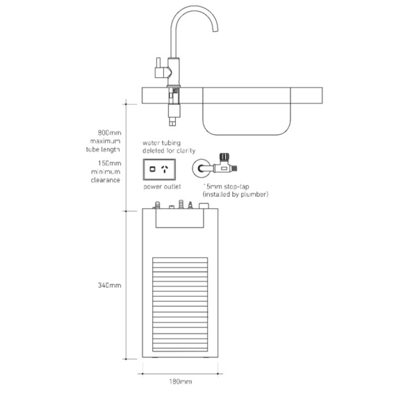 Billi B-3000 Chilled Filtered Water Square with Slimline Dispenser - Wellsons