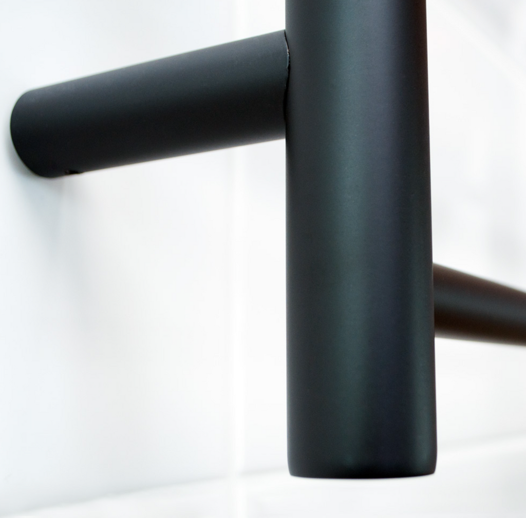 Radiant Heating Round Bars 240V Heated Towel Rails Matte Black 750 x 1200