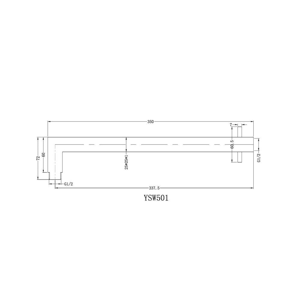Nero Square Wall Mounted Shower Arm - Brushed Nickel - Wellsons