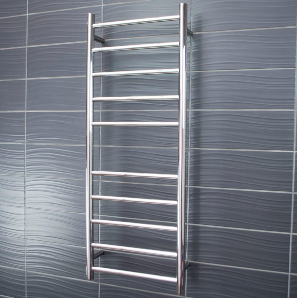 Radiant Heating Round Bars 240V Heated Towel Rails Polished 430 x 1100