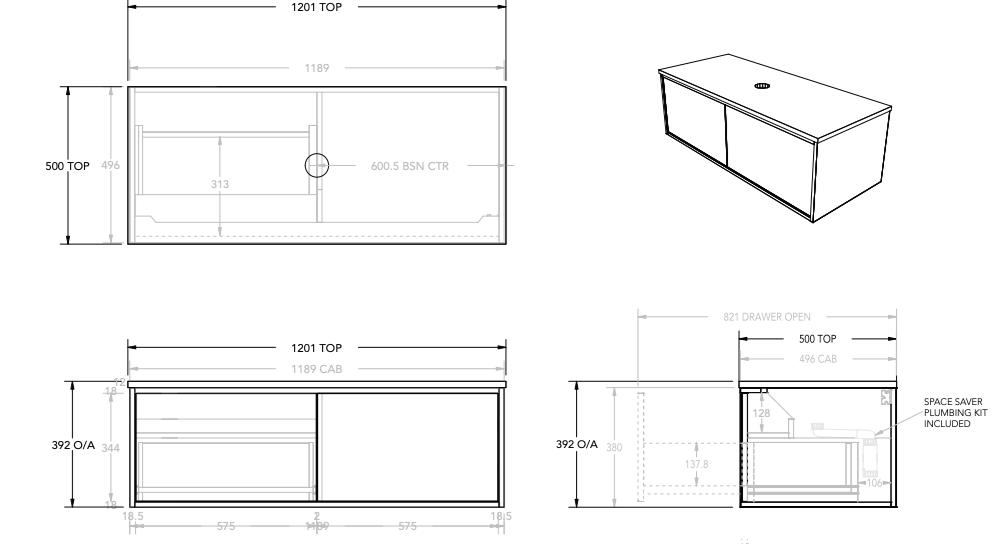 ADP Clifton Wall Hung Vanity - Wellsons