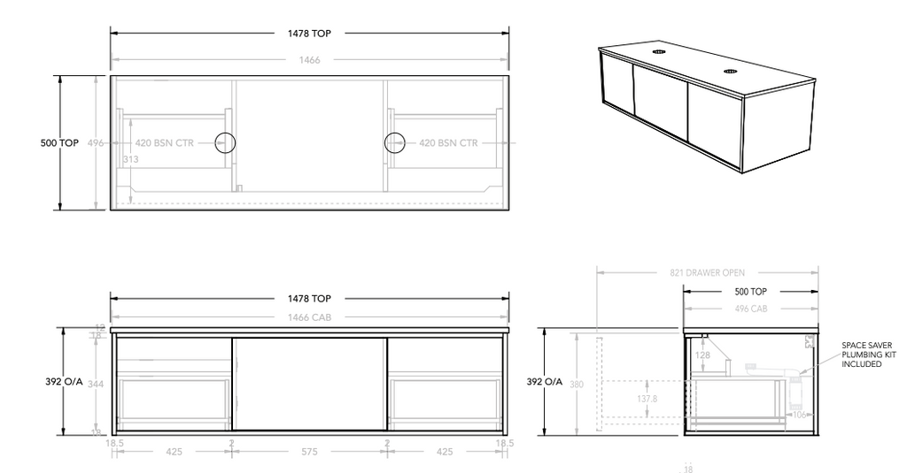 ADP Clifton Wall Hung Vanity - Wellsons