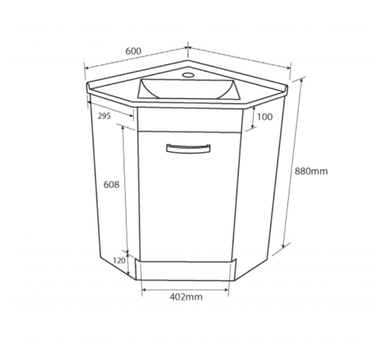 Fienza Corner Vanity 600 - Gloss White