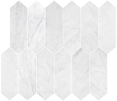 Deca White Carrara Honed Long Hexagon Tile