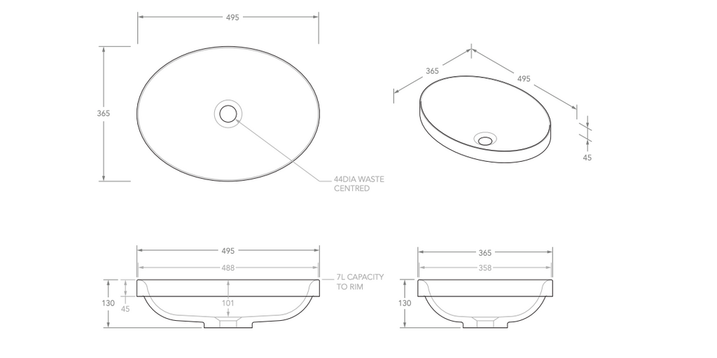 ADP Dignity Semi-Inset Basin - Gloss White - Wellsons
