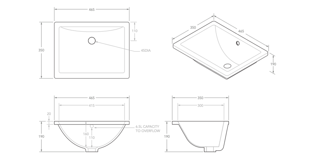 ADP Dish Under Counter Basin - Gloss White - Wellsons