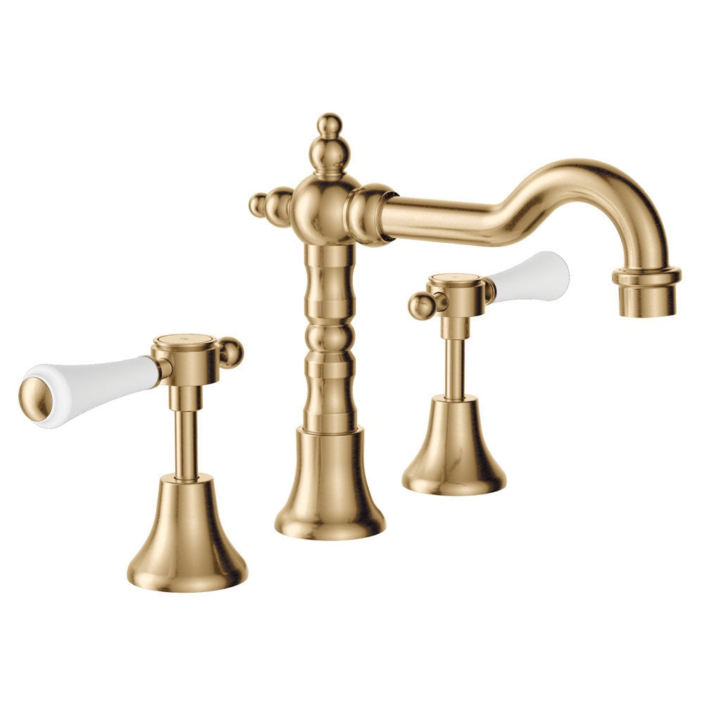 Fienza Lillian Shepherds Crook Lever Basin Set - Urban Brass